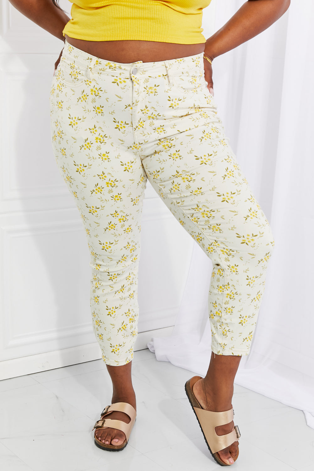 Judy Blue Golden Meadow Floral Skinny Jeans