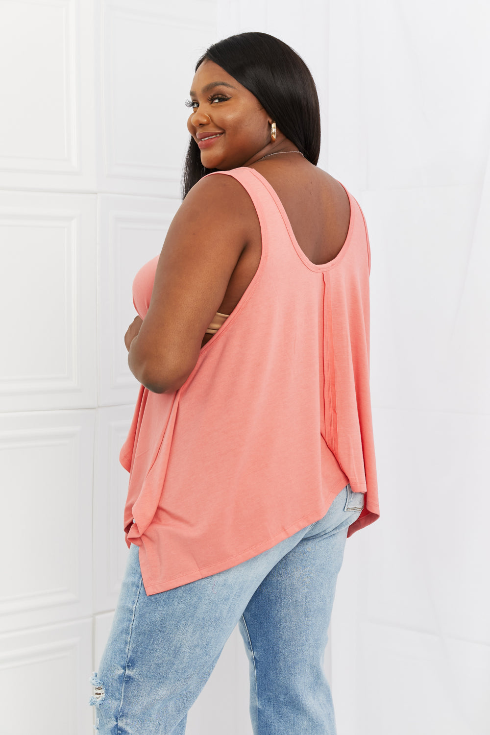 Zenana Feel The Sun Shark Bite Hem Top