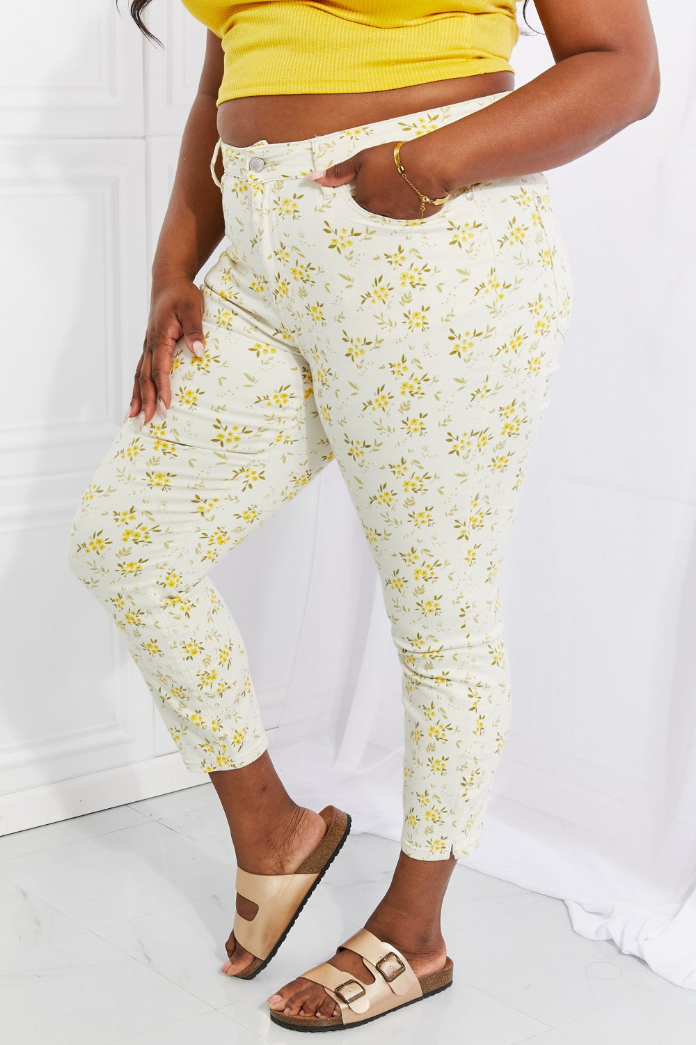 Judy Blue Golden Meadow Floral Skinny Jeans