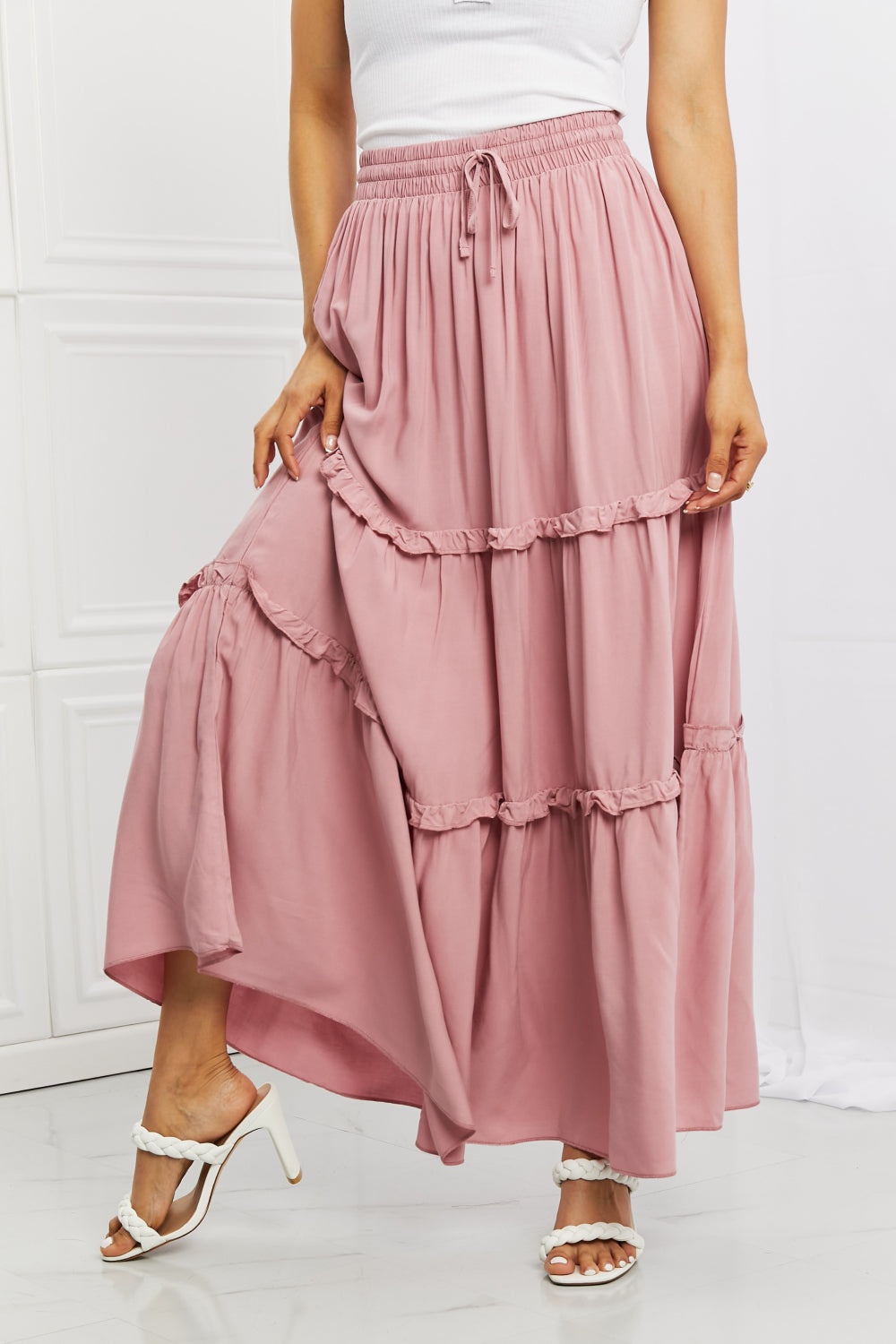 Zenana Summer Days Ruffled Maxi Skirt
