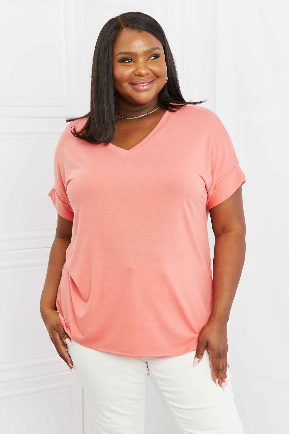 Zenana Simply Comfy V-Neck Loose Fit Shirt