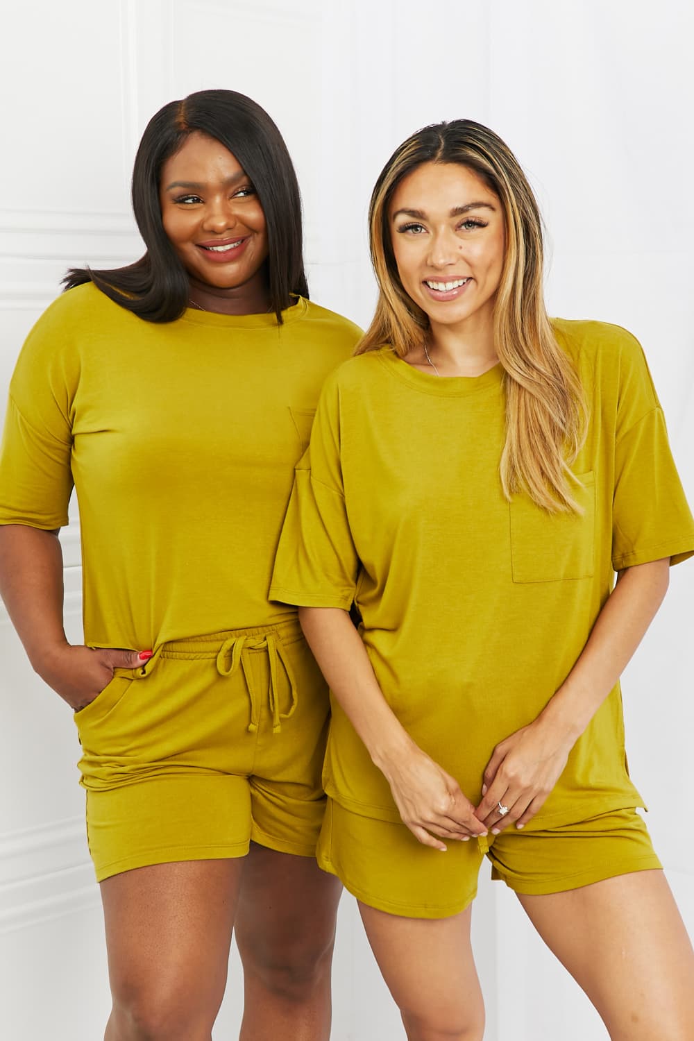 Zenana In The Moment Lounge Set in Olive Mustard