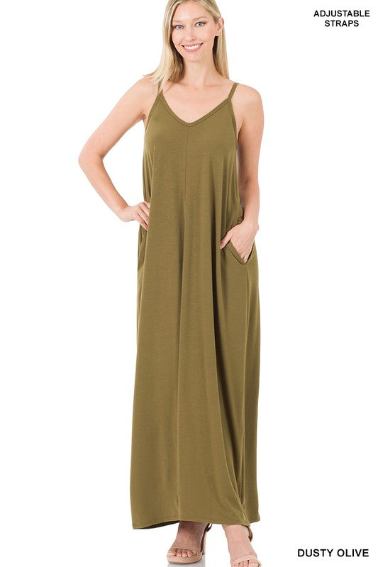 Cami Maxi Dress with Pockets: Small-XL